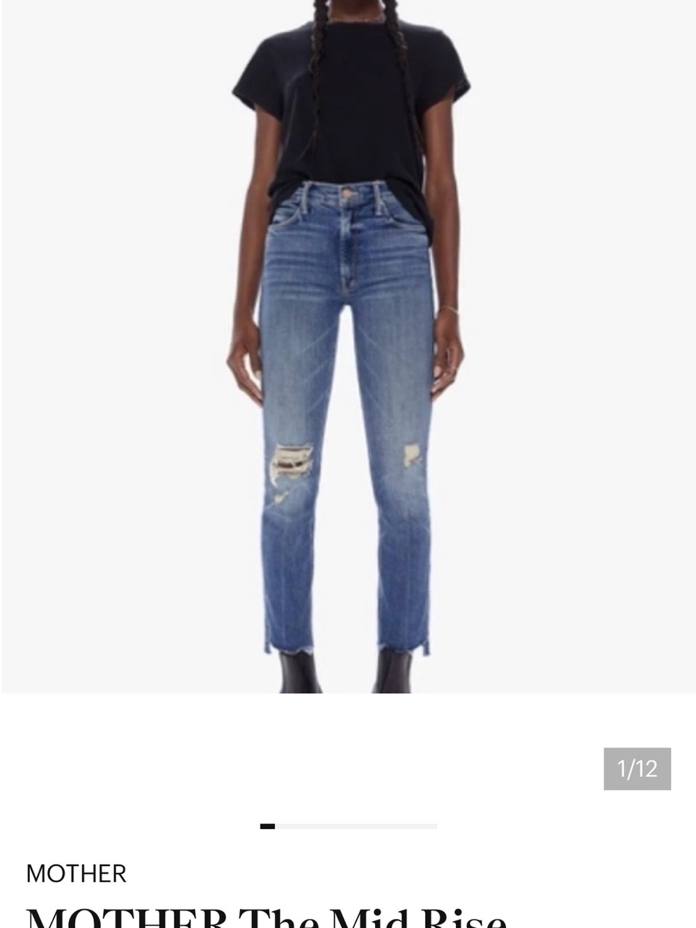 MOTHER Straight-Leg Jeans in Medium Blue with Faded Wash